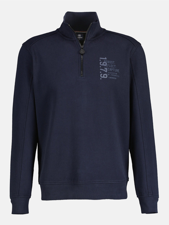 LERROS Tmavě modrá pánská mikina na zip LERROS