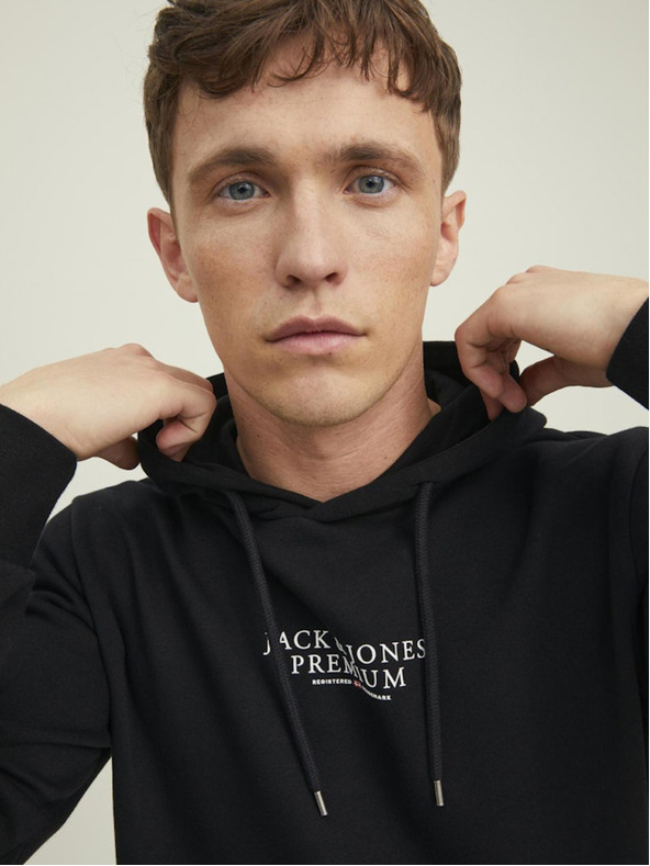 Jack & Jones Černá pánská mikina s kapucí Jack & Jones