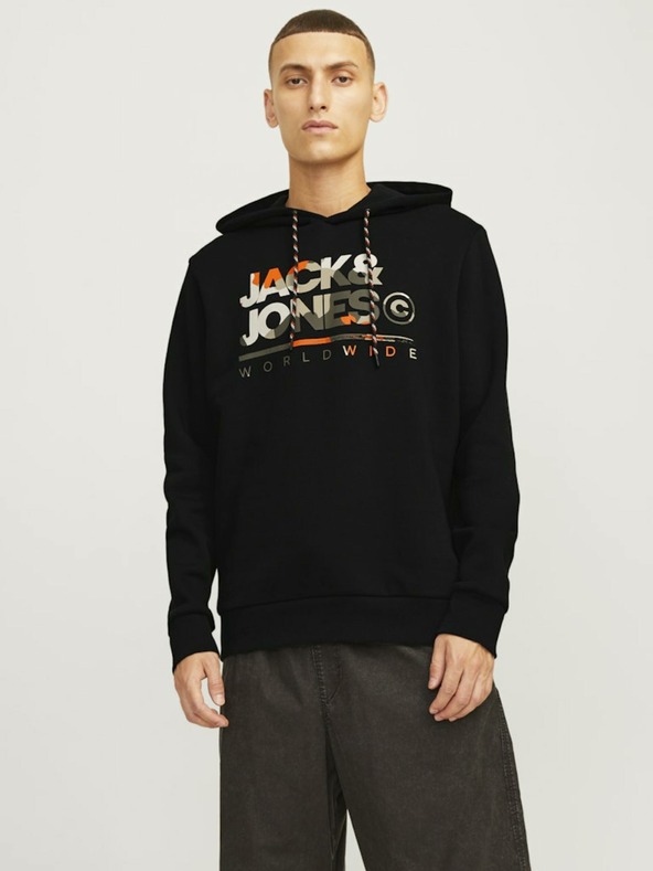 Jack & Jones Černá pánská mikina s kapucí Jack & Jones