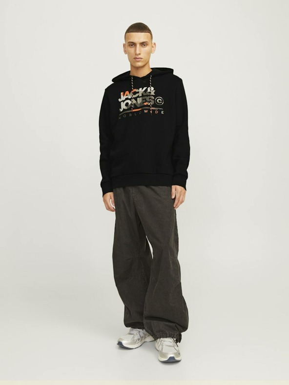 Jack & Jones Černá pánská mikina s kapucí Jack & Jones