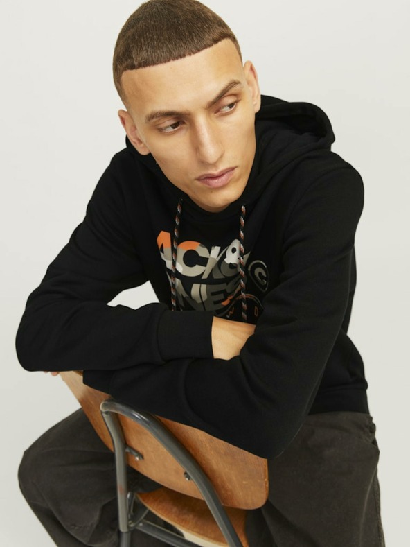 Jack & Jones Černá pánská mikina s kapucí Jack & Jones