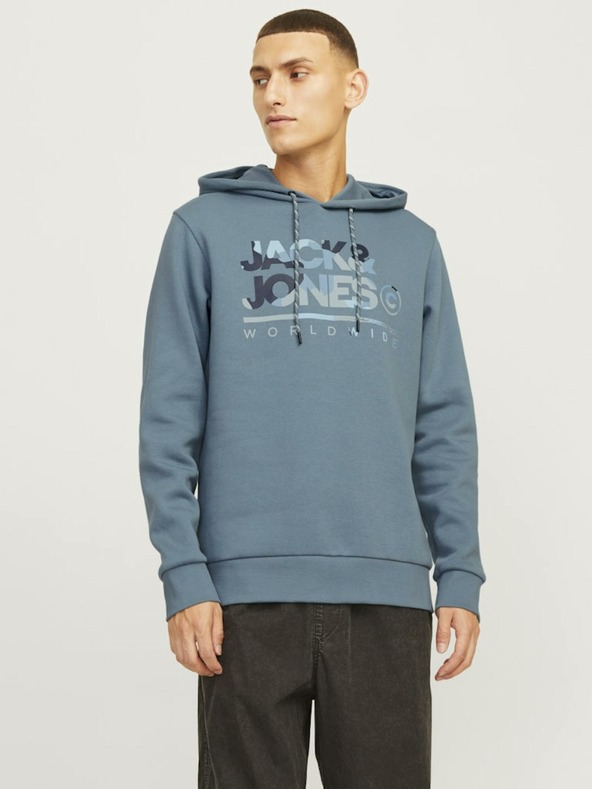 Jack & Jones Modrá pánská mikina s kapucí Jack & Jones