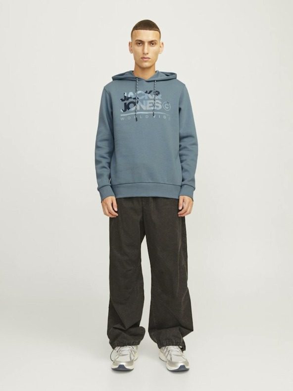 Jack & Jones Modrá pánská mikina s kapucí Jack & Jones