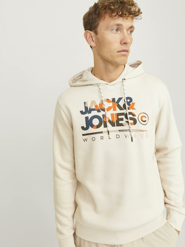 Jack & Jones Béžová pánská mikina s kapucí Jack & Jones