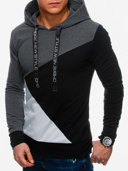 Ombre Clothing Pánská mikina s kapucí B1050 - grafitová/černá
