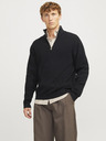 Jack & Jones Černý pánský svetr se zipem Jack & Jones