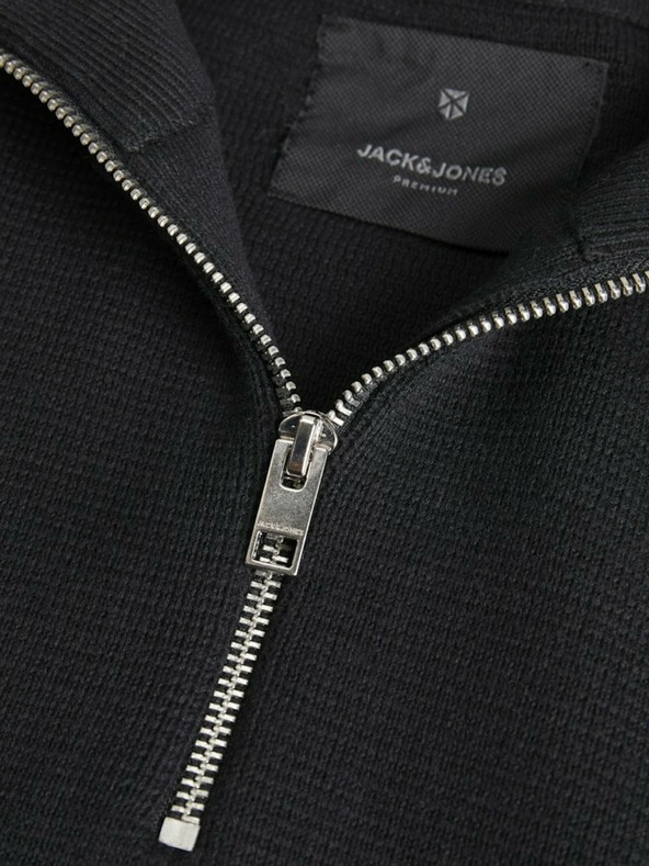 Jack & Jones Černý pánský svetr se zipem Jack & Jones