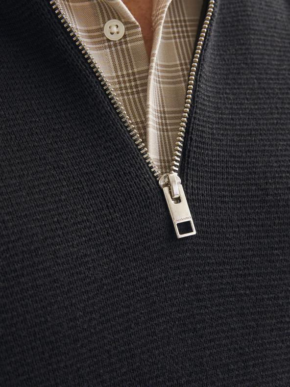 Jack & Jones Černý pánský svetr se zipem Jack & Jones