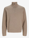 Jack & Jones Béžový pánský svetr se zipem Jack & Jones