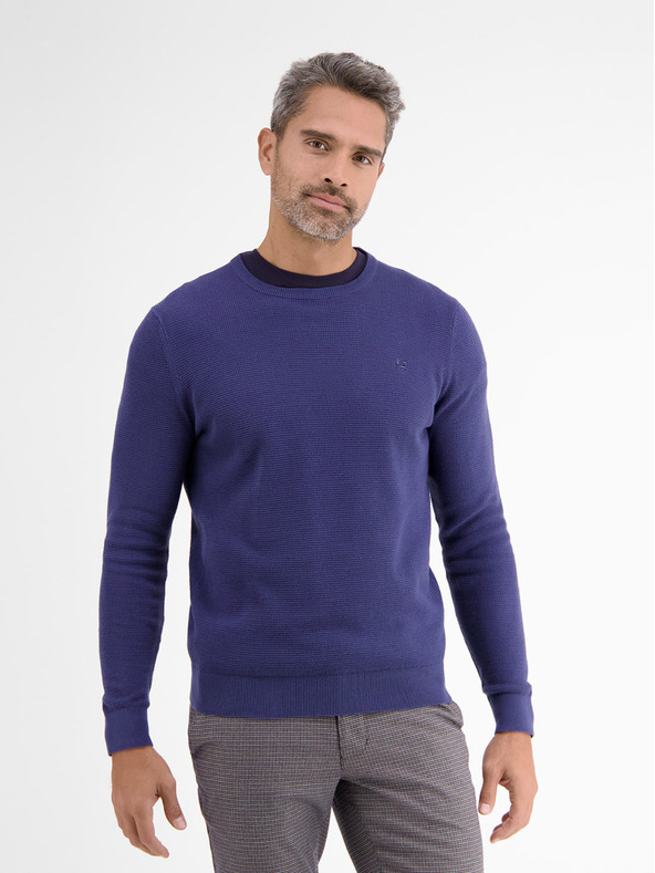 LERROS Tmavě modrý pánský basic svetr LERROS