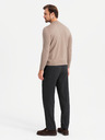 Ombre Clothing Pánský pletený poloviční rolák s viskózou - tmavě béžový V3 OM-SWTN-0125 Ombre Clothing