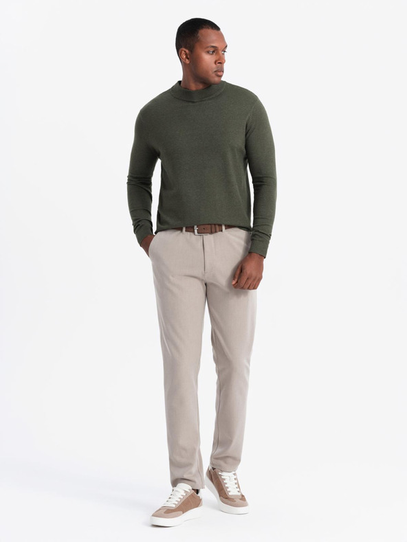 Ombre Clothing Pánský pletený pologolf s viskózou - tmavě šedý V5 OM-SWTN-0125 Ombre Clothing