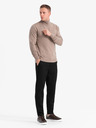 Ombre Clothing Pánský pletený rolák s viskózou - tmavě béžový V3 OM-SWTN-0127 Ombre Clothing