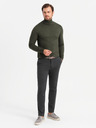 Ombre Clothing Pánský pletený rolák s viskózou - tmavě šedý V5 OM-SWTN-0127 Ombre Clothing