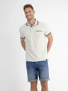 LERROS Světle šedé pánské žíhané polo tričko LERROS