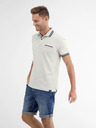 LERROS Světle šedé pánské žíhané polo tričko LERROS