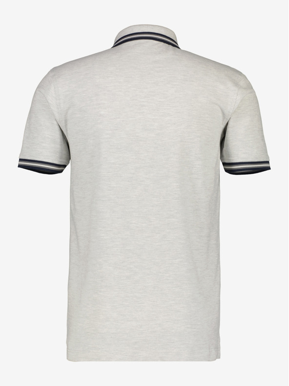 LERROS Světle šedé pánské žíhané polo tričko LERROS