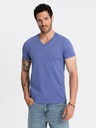 Ombre Clothing Bavlněné klasické pánské tričko BASIC s výstřihem do V - fialové V12 OM-TSBS-0145 Ombre Clothing