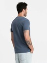 Ombre Clothing Pánské klasické bavlněné tričko BASIC s výstřihem do V - modrý melír V18 OM-TSBS-0145 Ombre Clothing
