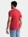 Ombre Clothing Pánské klasické bavlněné tričko BASIC s výstřihem - červený melír V17 OM-TSBS-0145 Ombre Clothing