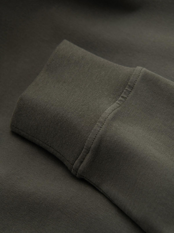 Ombre Clothing Pánské bavlněné tričko LOOSE FIT s dlouhým rukávem a kulatým výstřihem - šedozelené V3 OM-LSBC-0129 Ombre Clothing