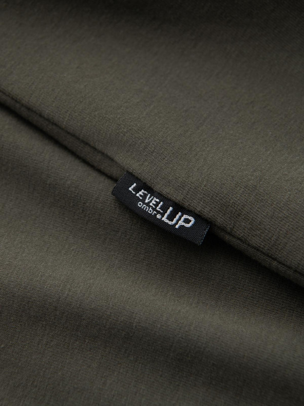 Ombre Clothing Pánské bavlněné tričko LOOSE FIT s dlouhým rukávem a kulatým výstřihem - šedozelené V3 OM-LSBC-0129 Ombre Clothing