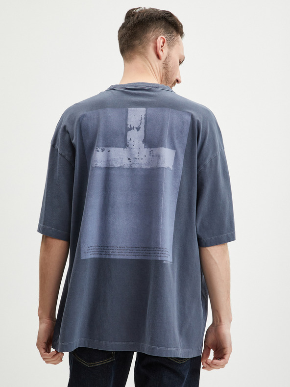 Tom Tailor Denim Tmavě modré pánské oversize tričko Tom Tailor Denim