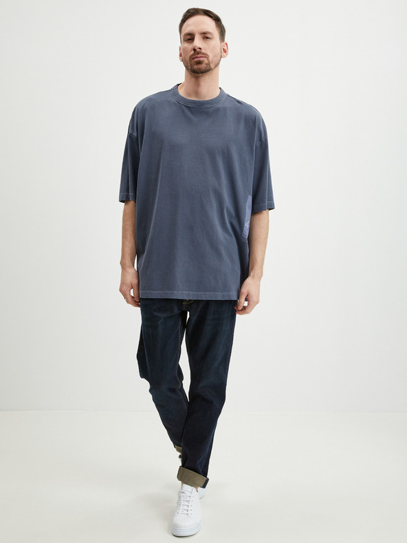 Tom Tailor Denim Tmavě modré pánské oversize tričko Tom Tailor Denim