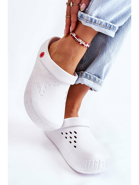 BIG STAR SHOES Dámské světlé pantofle Kroks Big Star Bílé