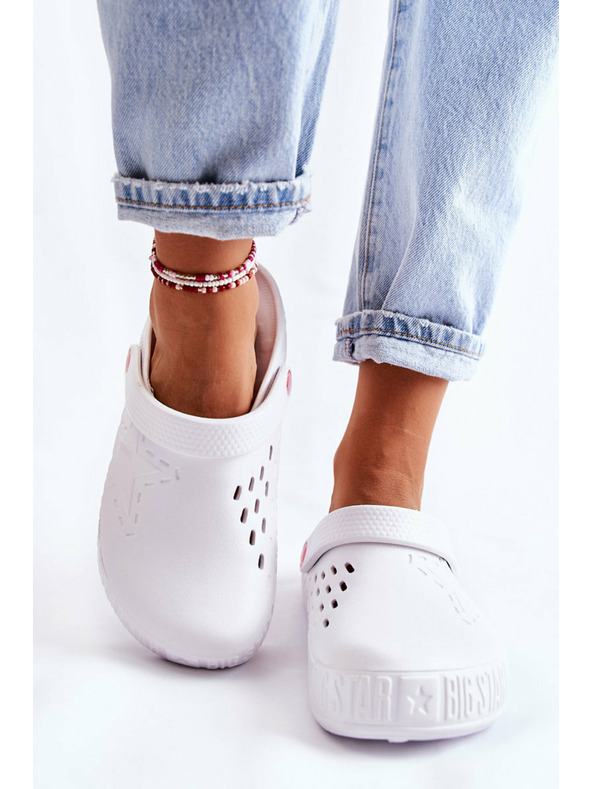BIG STAR SHOES Dámské světlé pantofle Kroks Big Star Bílé
