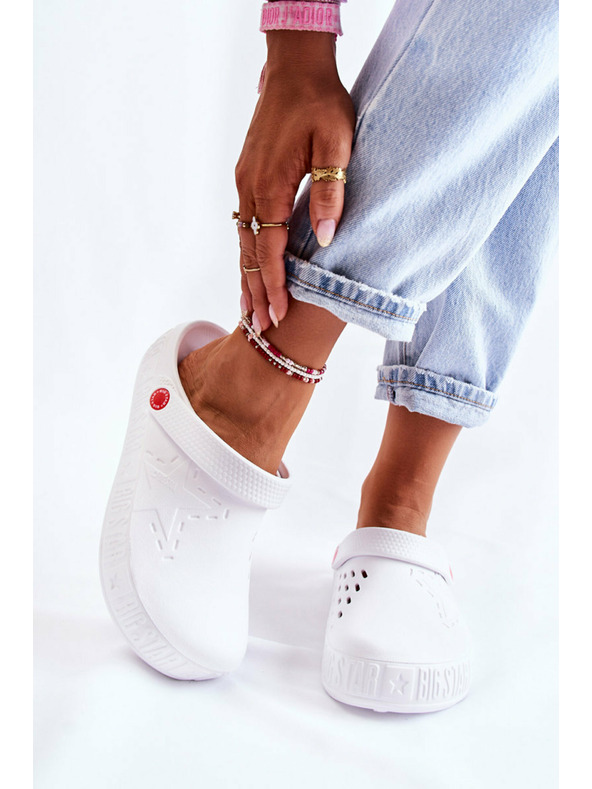 BIG STAR SHOES Dámské světlé pantofle Kroks Big Star Bílé