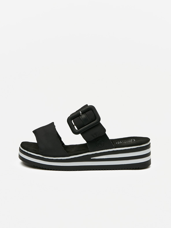 Rieker Černé dámské pantofle na klínku Rieker