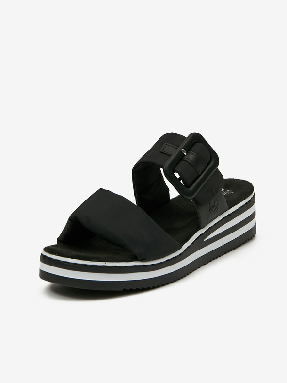 Rieker Černé dámské pantofle na klínku Rieker