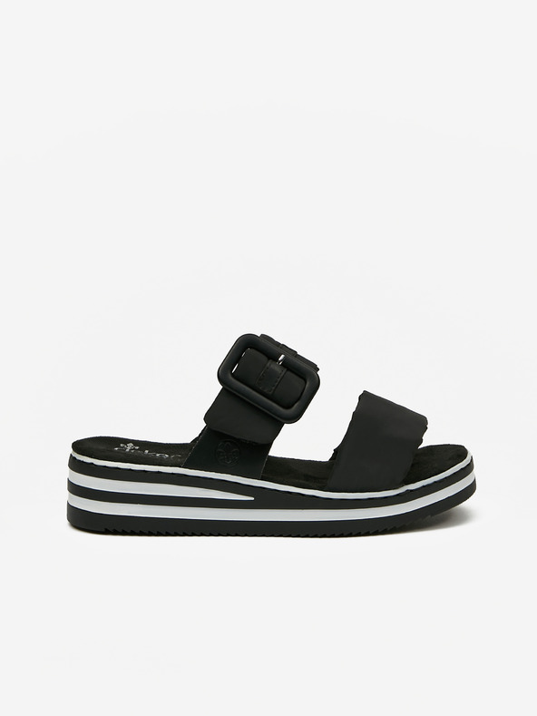 Rieker Černé dámské pantofle na klínku Rieker