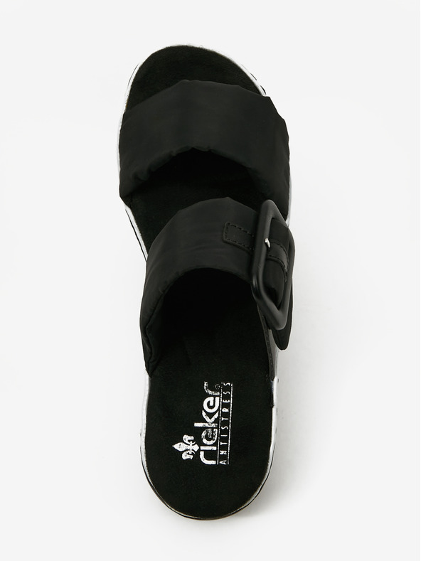 Rieker Černé dámské pantofle na klínku Rieker