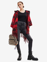 Desigual Černo-červené dámské kostkované pončo Desigual  Checkys Arenal/Zipper