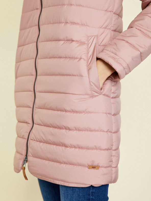 ZOOT.lab Starorůžová dámská prošívaná prodloužená zimní bunda s kapucí ZOOT.lab Molly