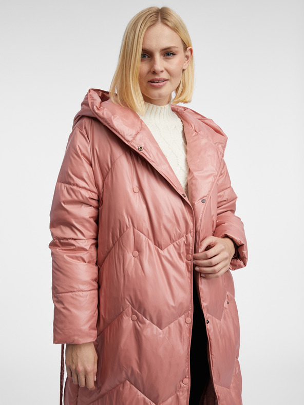 Orsay Starorůžový dámský péřový kabát ORSAY