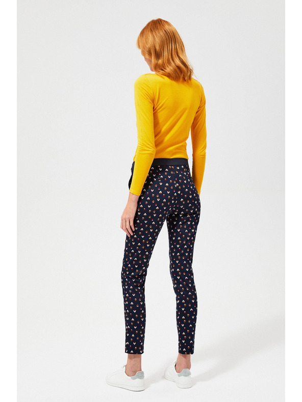 Moodo Tmavě modré dámské vzorované kalhoty Moodo