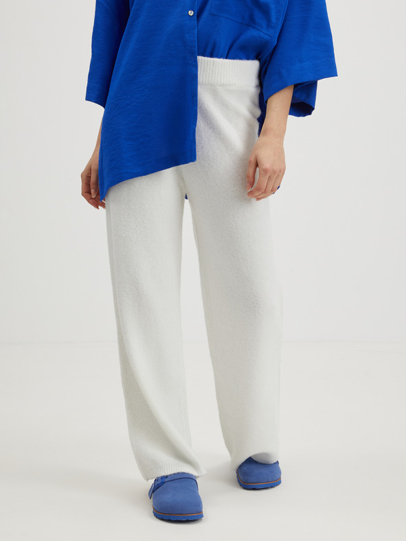 Vila Bílé dámské volné kalhoty VILA Flinka