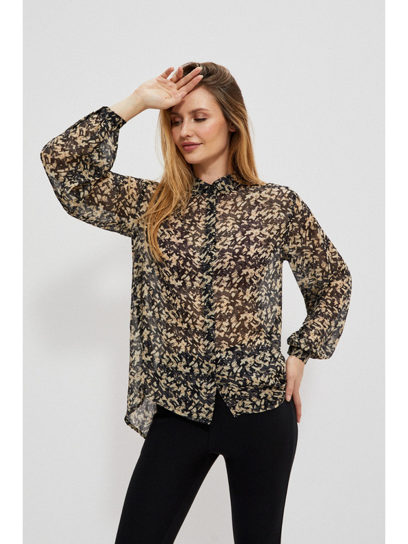 Moodo Béžovo-černá dámská vzorovaná košile Moodo