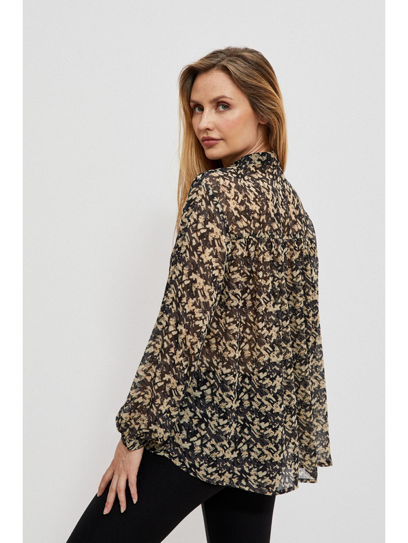 Moodo Béžovo-černá dámská vzorovaná košile Moodo