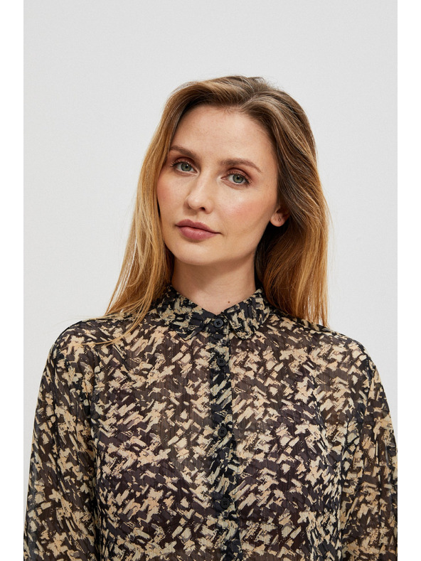 Moodo Béžovo-černá dámská vzorovaná košile Moodo