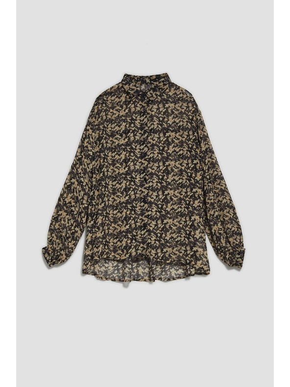 Moodo Béžovo-černá dámská vzorovaná košile Moodo