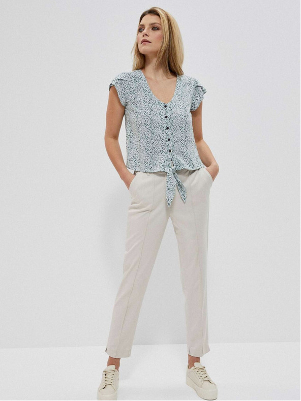 Moodo Bílo-zelená dámská vzorovaná košile Moodo