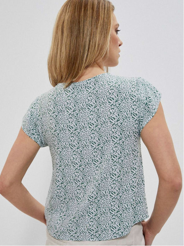 Moodo Bílo-zelená dámská vzorovaná košile Moodo