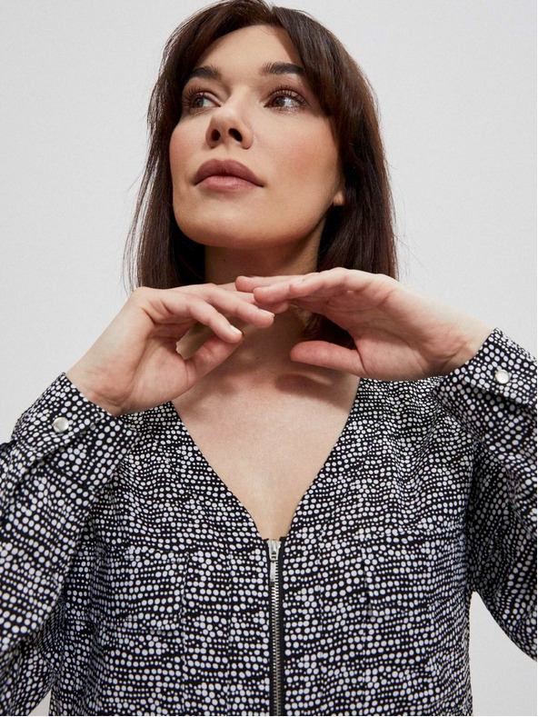 Moodo Bílo-černá dámská vzorovaná halenka Moodo