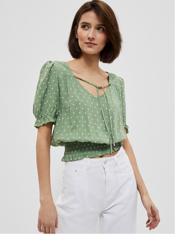 Moodo Zelená dámská puntíkovaná halenka Moodo