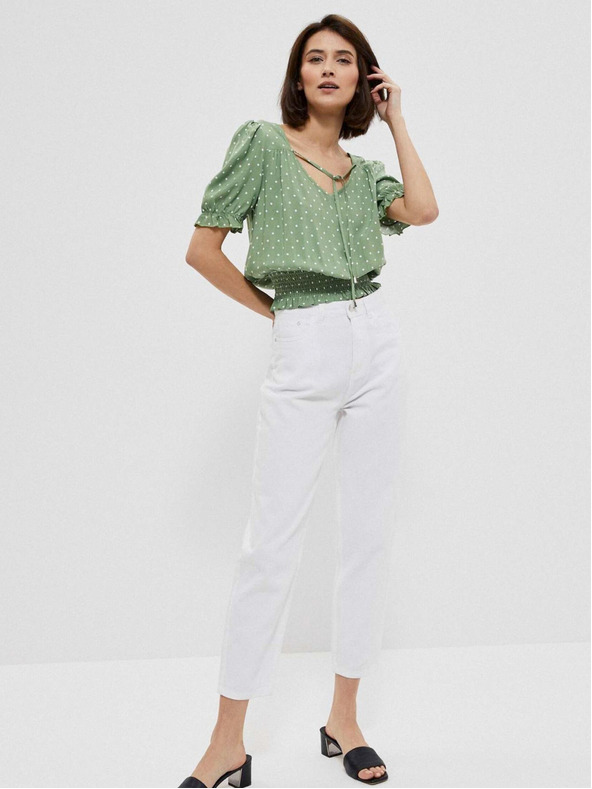 Moodo Zelená dámská puntíkovaná halenka Moodo