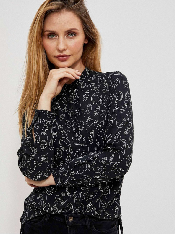 Moodo Černá dámská vzorovaná košile Moodo